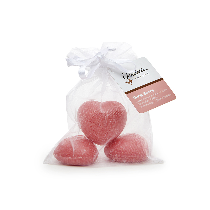 3 Heart Shaped Soaps in Organza Bag