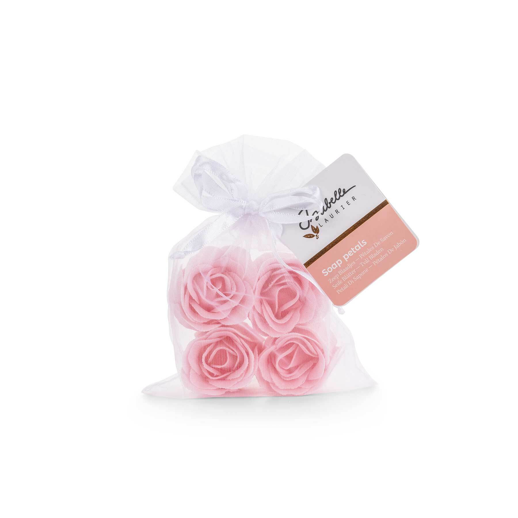 4 soap confetti roses in organza bag
